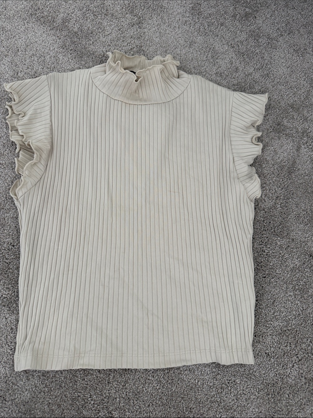 Zara Ribbed Mock Neck Tank Top - Cream